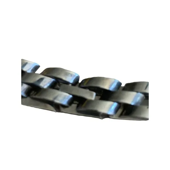 ✌️ 2/$40 ✌️ Vintage Panther Link Silver-Tone Stainless Steel Mens Chain Bracelet - Picture 2 of 3